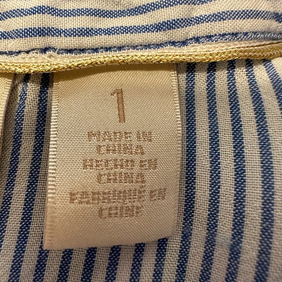 Chicos Womens Collared Full Long Sleeve Blue and White Top Sz 8R - Picture 4 of 8